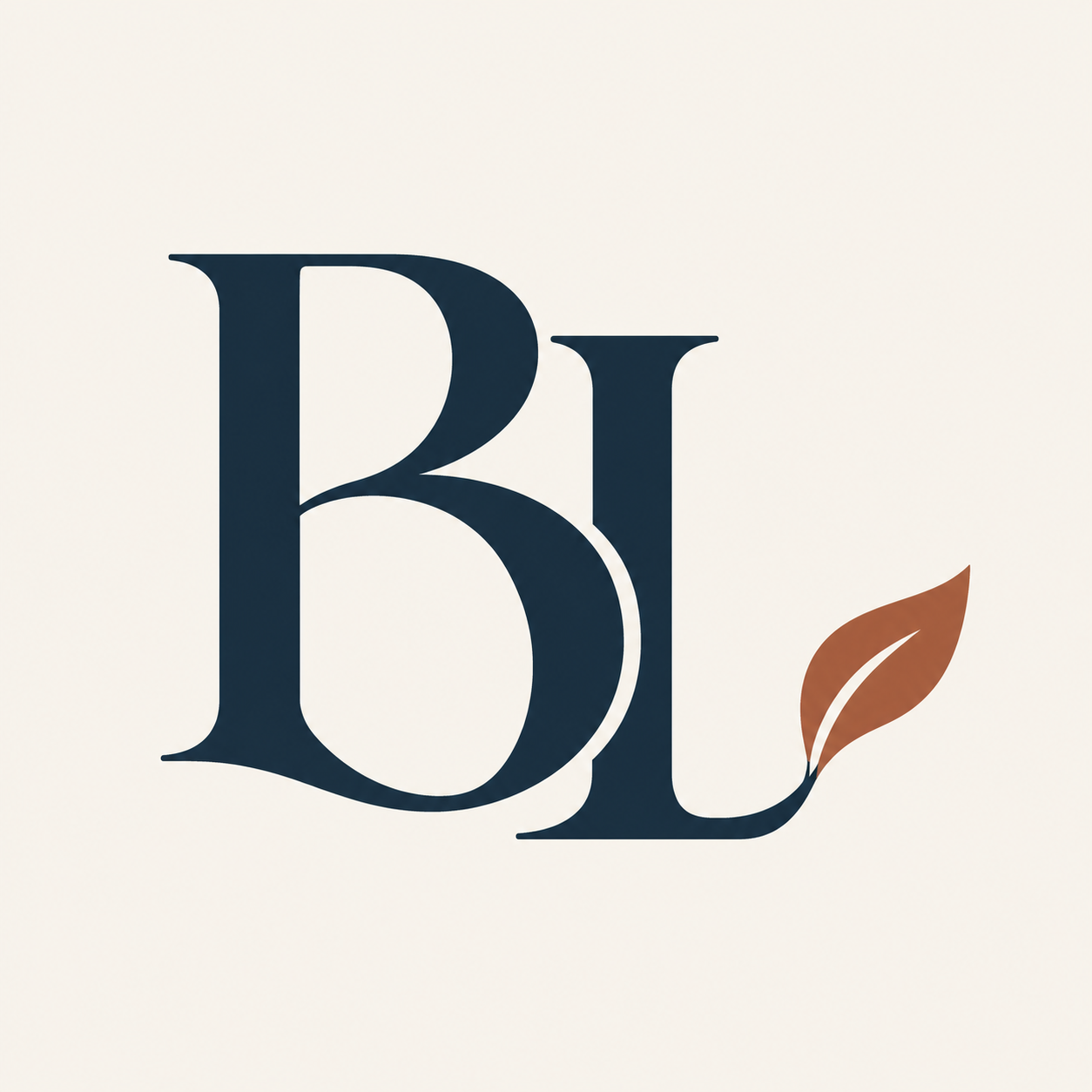 Monogramme BL et feuille cuivree